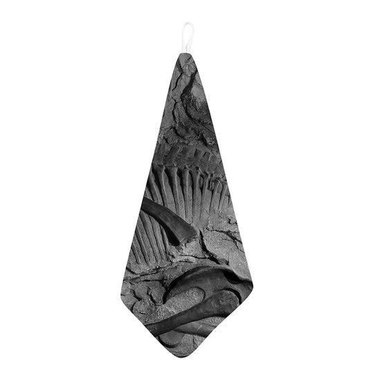 Monochrome Dinosaur Fossil Print Hand Towel