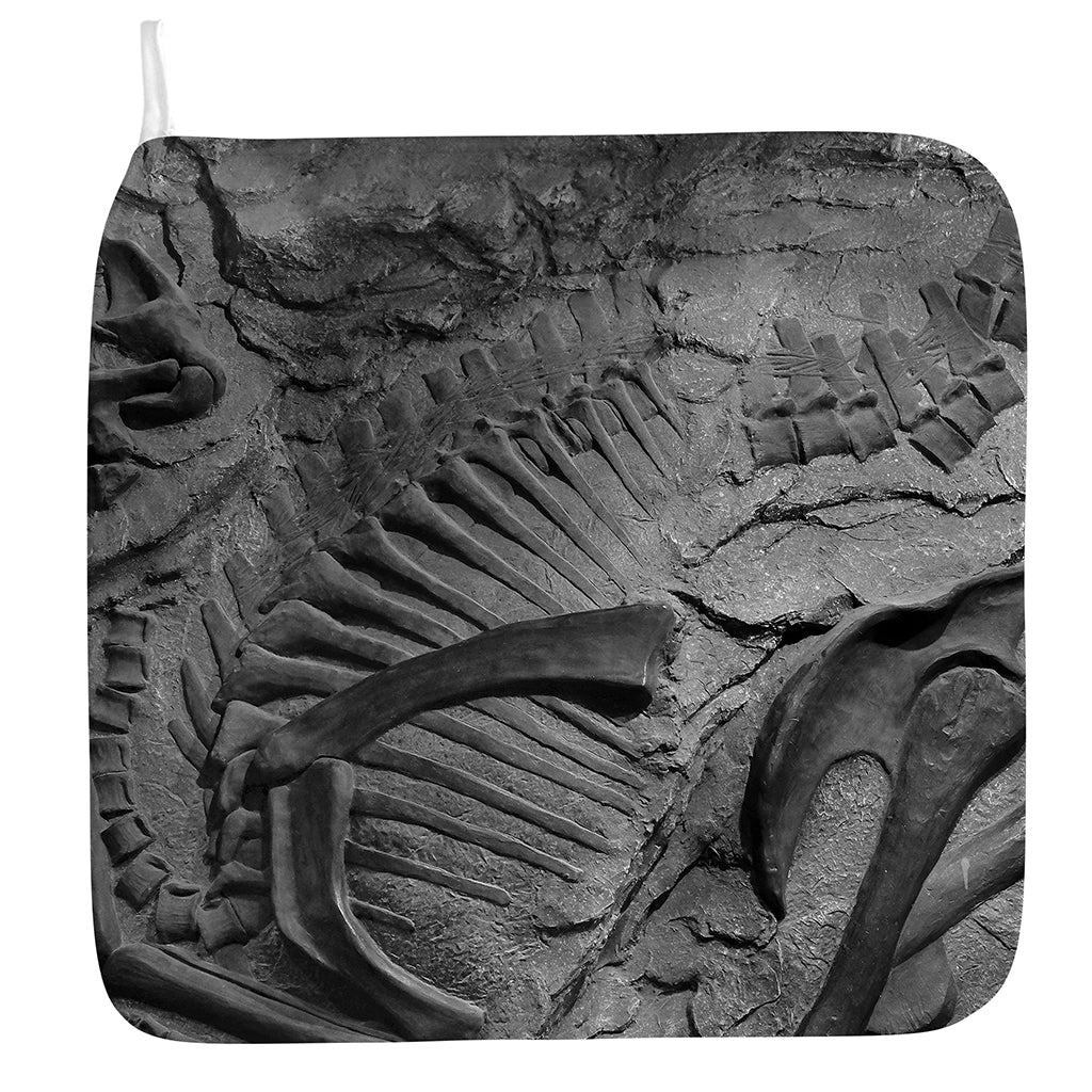 Monochrome Dinosaur Fossil Print Hand Towel