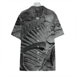 Monochrome Dinosaur Fossil Print Hawaiian Shirt