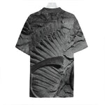 Monochrome Dinosaur Fossil Print Hawaiian Shirt