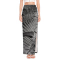Monochrome Dinosaur Fossil Print High Slit Maxi Skirt