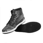 Monochrome Dinosaur Fossil Print High Top Leather Sneakers