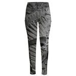 Monochrome Dinosaur Fossil Print High-Waisted Pocket Leggings