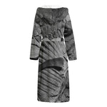 Monochrome Dinosaur Fossil Print Hooded Bathrobe