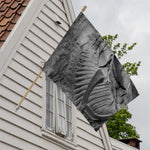 Monochrome Dinosaur Fossil Print House Flag