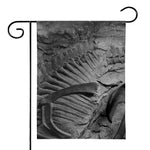 Monochrome Dinosaur Fossil Print House Flag