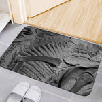 Monochrome Dinosaur Fossil Print Indoor Door Mat