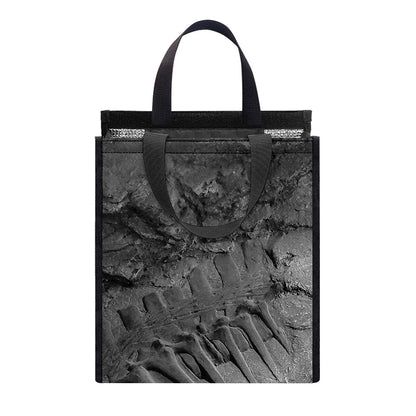 Monochrome Dinosaur Fossil Print Insulated Lunch Tote