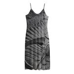 Monochrome Dinosaur Fossil Print Jersey Midi Cami Dress