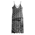 Monochrome Dinosaur Fossil Print Jersey Midi Cami Dress