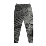Monochrome Dinosaur Fossil Print Jogger Pants