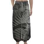 Monochrome Dinosaur Fossil Print Lantern Pants