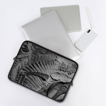 Monochrome Dinosaur Fossil Print Laptop Sleeve