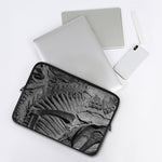 Monochrome Dinosaur Fossil Print Laptop Sleeve