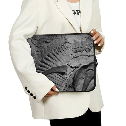Monochrome Dinosaur Fossil Print Laptop Sleeve