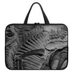 Monochrome Dinosaur Fossil Print Laptop Sleeve With Handle