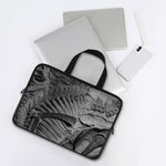 Monochrome Dinosaur Fossil Print Laptop Sleeve With Handle