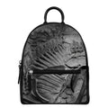 Monochrome Dinosaur Fossil Print Leather Backpack