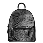 Monochrome Dinosaur Fossil Print Leather Backpack