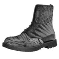 Monochrome Dinosaur Fossil Print Lace-Up Boots