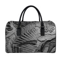 Monochrome Dinosaur Fossil Print Leather Duffel Bag