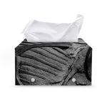 Monochrome Dinosaur Fossil Print Leather Tissue Box Cover