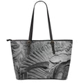 Monochrome Dinosaur Fossil Print Leather Tote Bag With Zipper