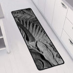 Monochrome Dinosaur Fossil Print Long Kitchen Mat