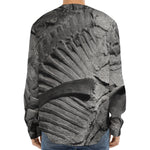 Monochrome Dinosaur Fossil Print Long Sleeve Baseball Jersey