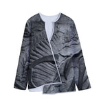 Monochrome Dinosaur Fossil Print Long Sleeve Short Coat