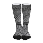 Monochrome Dinosaur Fossil Print Long Socks