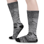 Monochrome Dinosaur Fossil Print Long Socks