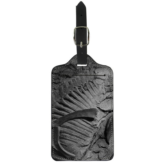 Monochrome Dinosaur Fossil Print Luggage Tag