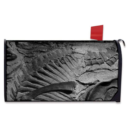 Monochrome Dinosaur Fossil Print Mailbox Cover