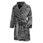 Monochrome Dinosaur Fossil Print Men's Bathrobe