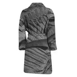 Monochrome Dinosaur Fossil Print Men's Bathrobe
