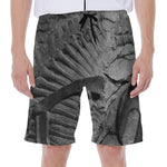 Monochrome Dinosaur Fossil Print Men's Beach Shorts