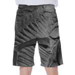 Monochrome Dinosaur Fossil Print Men's Beach Shorts
