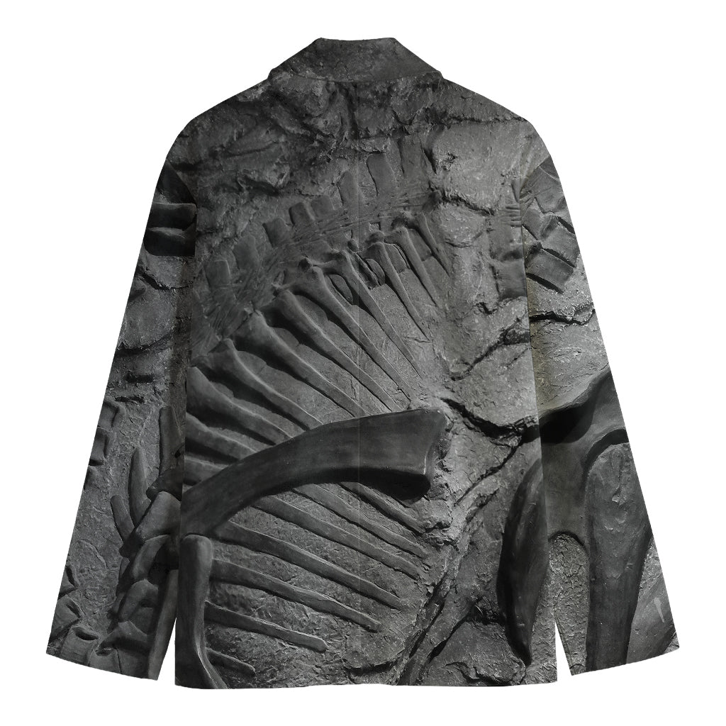 Monochrome Dinosaur Fossil Print Men's Blazer