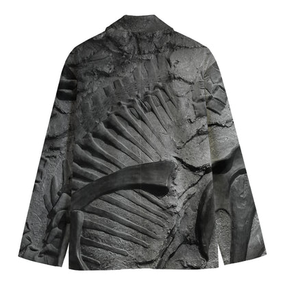 Monochrome Dinosaur Fossil Print Men's Blazer