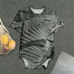 Monochrome Dinosaur Fossil Print Men's Bodysuit