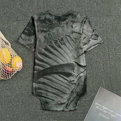 Monochrome Dinosaur Fossil Print Men's Bodysuit
