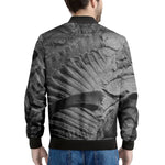 Monochrome Dinosaur Fossil Print Men's Bomber Jacket