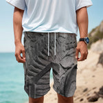 Monochrome Dinosaur Fossil Print Men's Cargo Shorts