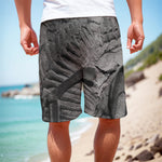 Monochrome Dinosaur Fossil Print Men's Cargo Shorts