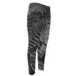 Monochrome Dinosaur Fossil Print Men's Compression Pants