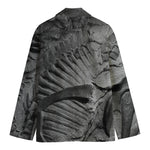 Monochrome Dinosaur Fossil Print Men's Cotton Blazer