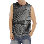 Monochrome Dinosaur Fossil Print Men's Fitness Tank Top