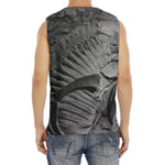 Monochrome Dinosaur Fossil Print Men's Fitness Tank Top