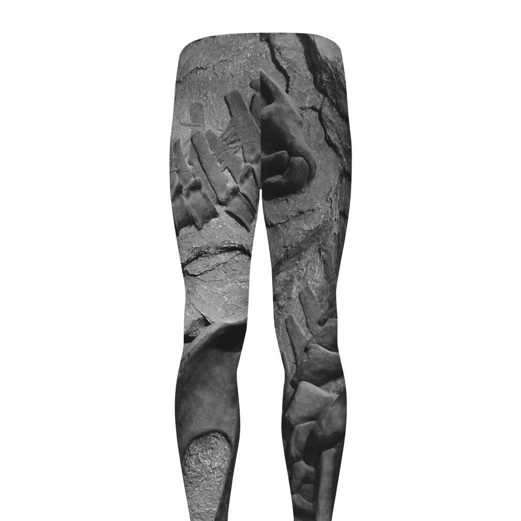 Monochrome Dinosaur Fossil Print Men's leggings
